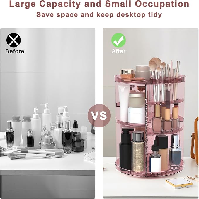 Rotating Makeup Organizer, DIY 8 Adjustable Layers 360 Spinning Skincare - Image 5