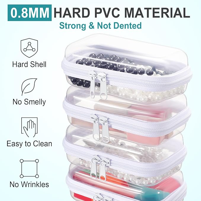 Hoolerry 4 Pcs Hard Clear Zipper Case Makeup Bags Plastic Pencil Pouch - Image 4