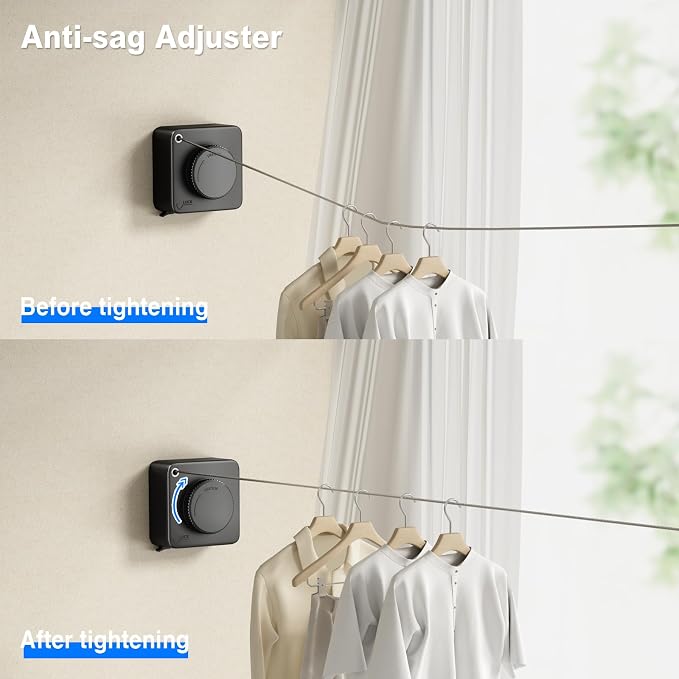 MUSTORN Retractable Clothesline Indoor, Non-Sagging Outdoor Clothes Line - Image 3