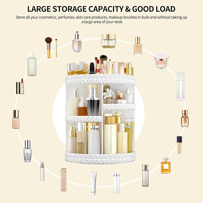 360 Rotating Makeup Organizer, DIY Adjustable Cosmetics Organizer, Professional - Image 5