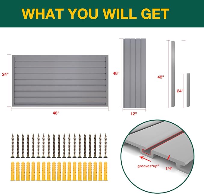 Yuzzy Slat Wall Paneling 2 x 4ft, Garage Slatwall Panel Wall Storage Systems - Image 3