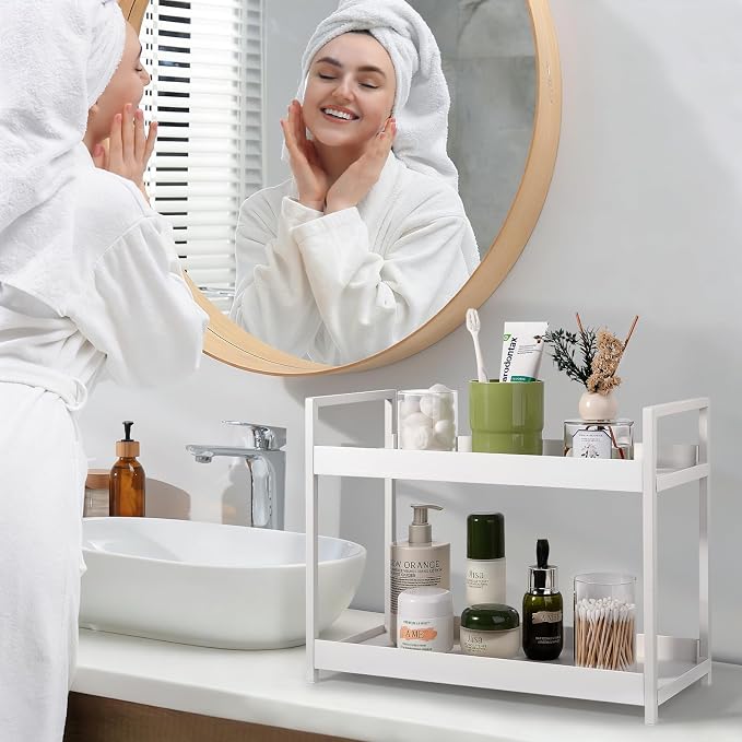 Bathroom Counter Organizer 2 Tier Vanity Storage Countertop Shelf Makeup - Image 3