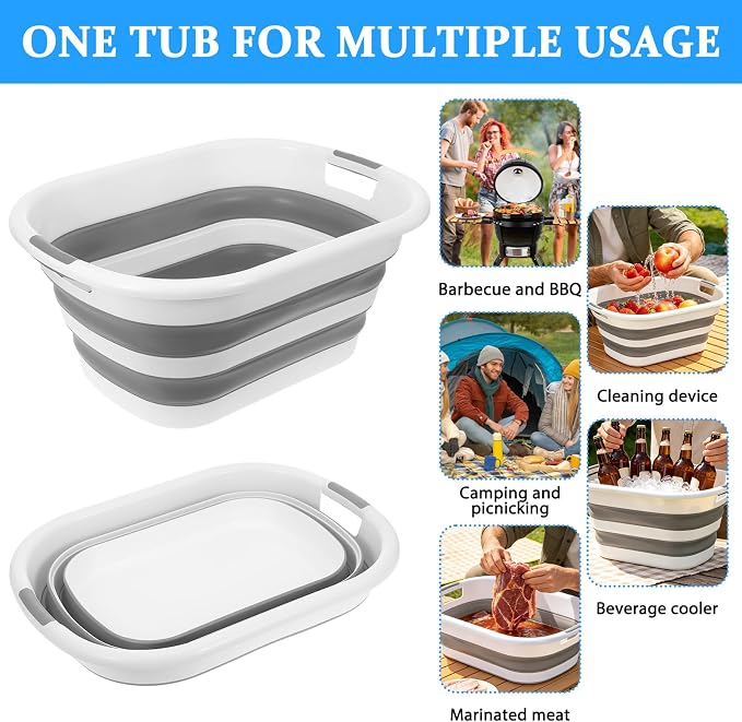 30L Collapsible BBQ Prep Tub, Outdoor Camping Grilling Tools Set - Image 7