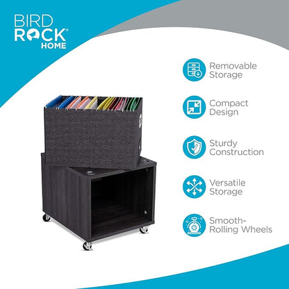 BIRDROCK HOME Rolling File Cabinet – Decorative Storage Shelf w/Removable Bins - Image 6