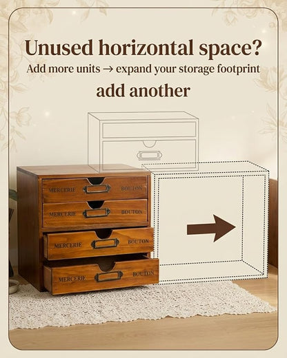 Modular Stackable Apothecary Cabinet 4 Drawer Desk Organizer - Image 6