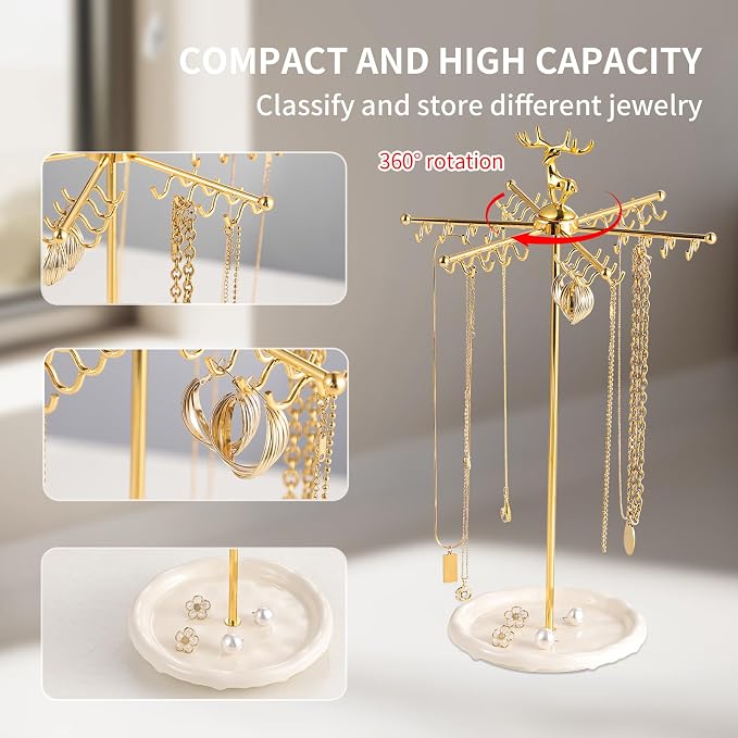 Necklace Holder Jewelry Stand, Rotating Necklace Holder Organizer - Image 6