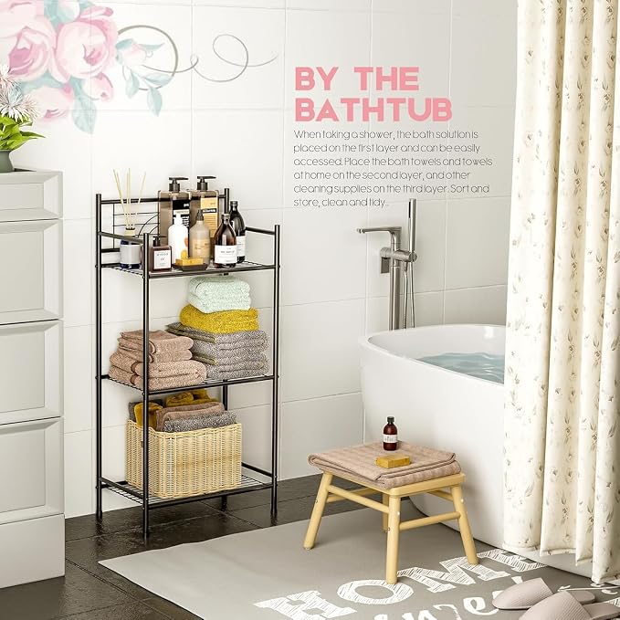 3-Tier Freestanding Bathroom Storage Shelf, Storage Shelves Organizer - Image 4
