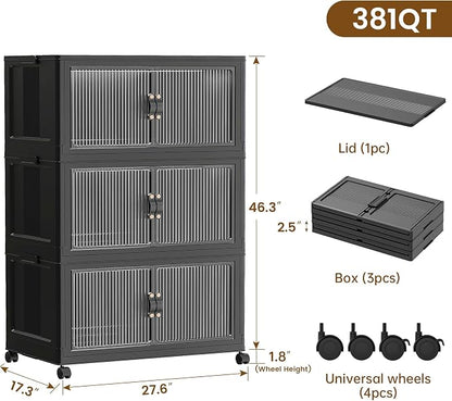 SAILUN 95Gal/381Qt Stackable Storage Bins Folding Collapsible Storage Bins - Image 2