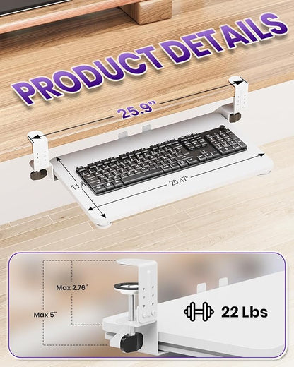 Ergonomic Mouse & Keyboard Tray Under Desk, Pull Out - Image 2
