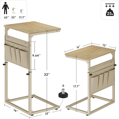 Vagusicc C Shaped End Table, Adjustable Height Small Couch Side Table - Image 3