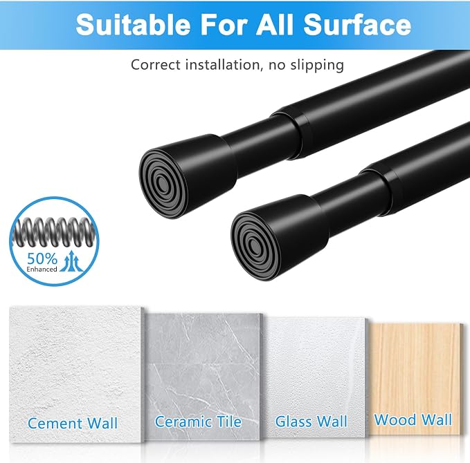 1 Pack Spring Loaded Tension Rod 17-29" Adjustable Curtain Rods No Drill - Image 3