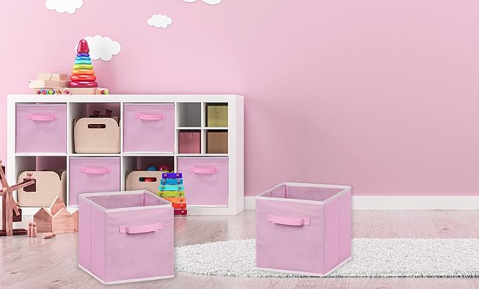 Simple Houseware Foldable Cube Storage Bins, 11-Inch Pink - Image 3