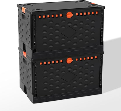 Collapsible Storage Bin with Lid Heavy Duty 16 Gallon Stackable Milk Crate | - Image 3