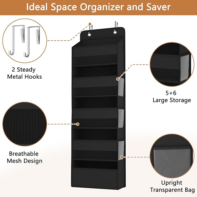 1 Pack 5-Tier Over the Door Organizer, Heavy-Duty Large Deep Pocket Hanging - Image 5