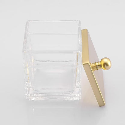 Glass Cotton Jar Holder 2 Pack– Brushed Gold Lid, Elegant Bathroom Storage - Image 6