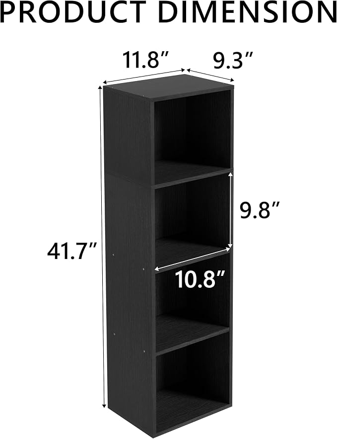 Wooden 4 Cube Storage Organizer, 4 Tier Storage Cubes Storage Display Cubby - Image 3