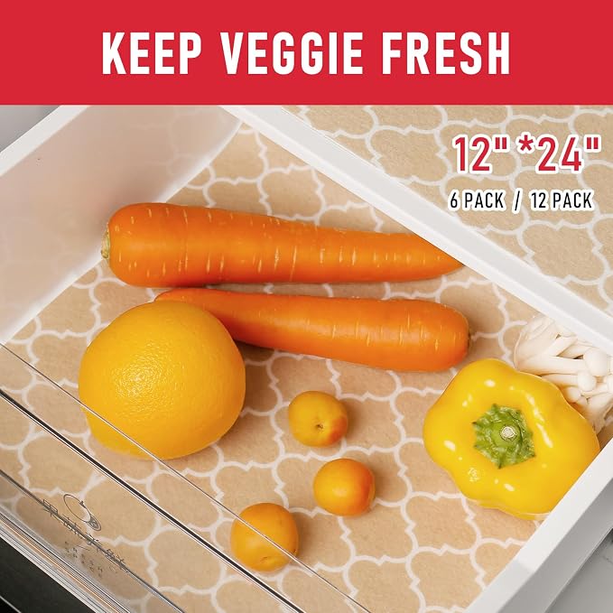 Cooyes 2 in 1 Refrigerator Liners, 6 Pack, 12“ × 24”， Fridge Drawer & Shelf - Image 4