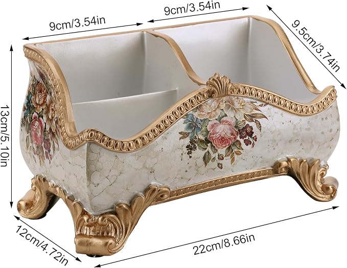 Vintage Floral Resin Tray Remote Control Holder & Desk Organizer Three - Image 6