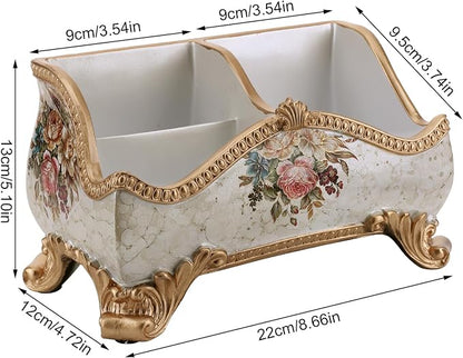 Vintage Floral Resin Tray Remote Control Holder & Desk Organizer Three - Image 6