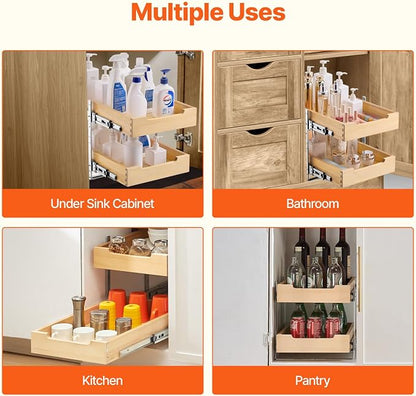 VEVOR 2 Tier Pull Out Cabinet Organizer, Soft Close Slide out Shelf, Heavy-Duty - Image 6