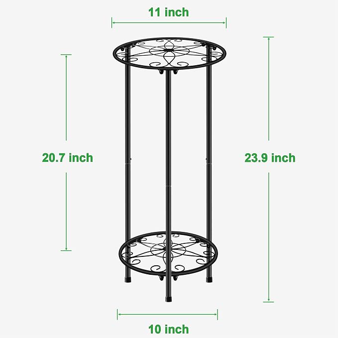 CASIMR Plant Stand Indoor Outdoor, Metal Rustproof Flower Shelf 2 Tier 23.9 inch - Image 5