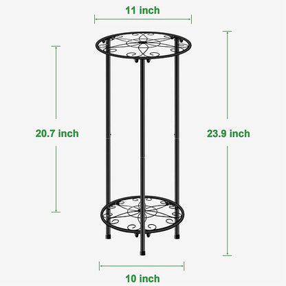 CASIMR Plant Stand Indoor Outdoor, Metal Rustproof Flower Shelf 2 Tier 23.9 inch - Image 5