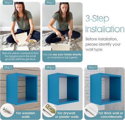 Cube Floating Shelves Set2, Display Shelves Wall Mount 7.75" D x 12.5" W x - Image 4