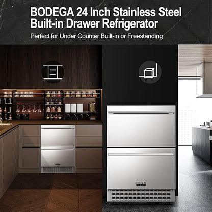 BODEGA 24 Inch Beverage Fridge under Counter, 2 Drawer Outdoor Coolers - Image 8
