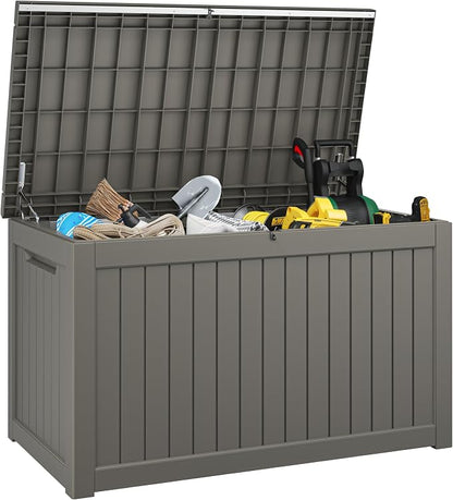 230 Gallon Large Resin deck box Waterproof, Outdoor Storage Bench, Patio by WTFGO