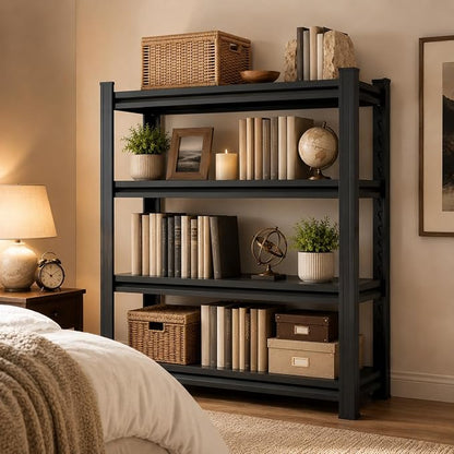 4-Tier Heavy Duty Metal Bookshelf, 2000LBS Adjustable Industrial Bookcase by BEESTMUEBLE