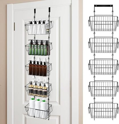 Over The Door Organizer – 5 Removable Hanging Baskets, Back of Door Storage by Unknown