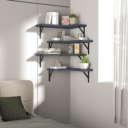 ROMGUAR CRAFT Corner Floating Shelves Wall Mounted Set of 4, Rustic Wood - Image 7
