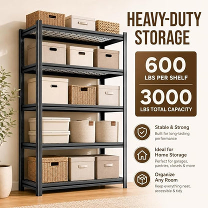 Heavy Duty Metal Bookshelf Adjustable Storage Shelving Unit - Image 4