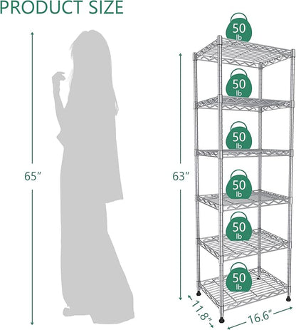 GIOTORENT 6-Tier Storage Shelves Standing Shelving Metal Units, Adjustable - Image 5