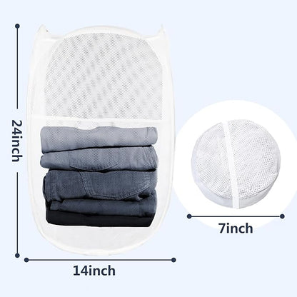 Pop Up Laundry Hamper, Mesh Laundry Basket Collapsible, Foldable Hamper - Image 2