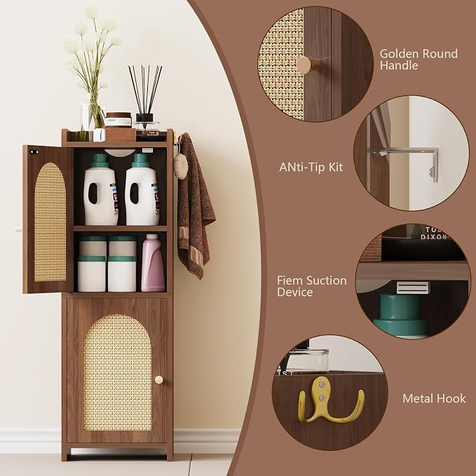 Arbuxzuy Rattan Bathroom Storage Cabinet - Image 4