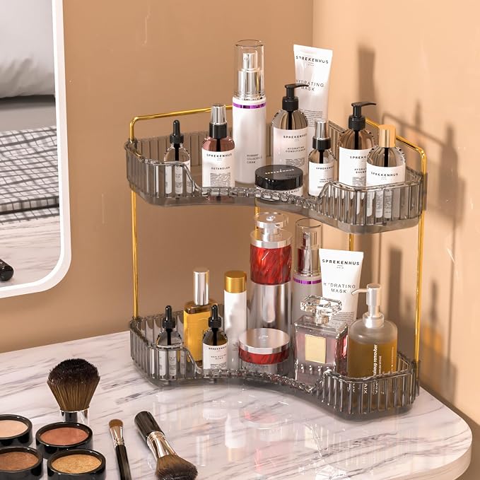 GTI 2 Tier Makeup Organizer, Large Capacity Bathroom Counter Organizer - Image 2