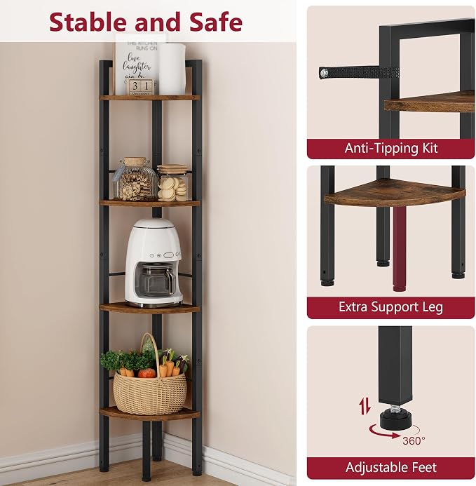 Tajsoon Corner Shelf Stand 4 Tier 48.5" - Image 5