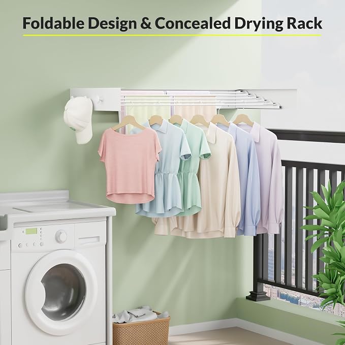 Extra Wide 40" Wall Mounted Clothes Drying Rack, Foldable Laundry Rack - Image 5