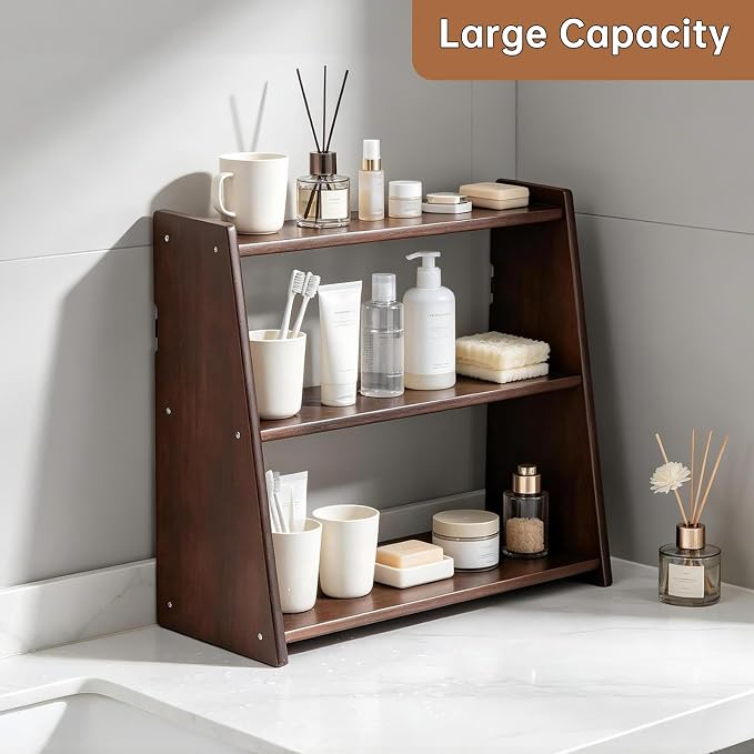 100% Solid Wood Coffee Station Organizer, Countertop Organizer | 3 Tier Spice - Image 2