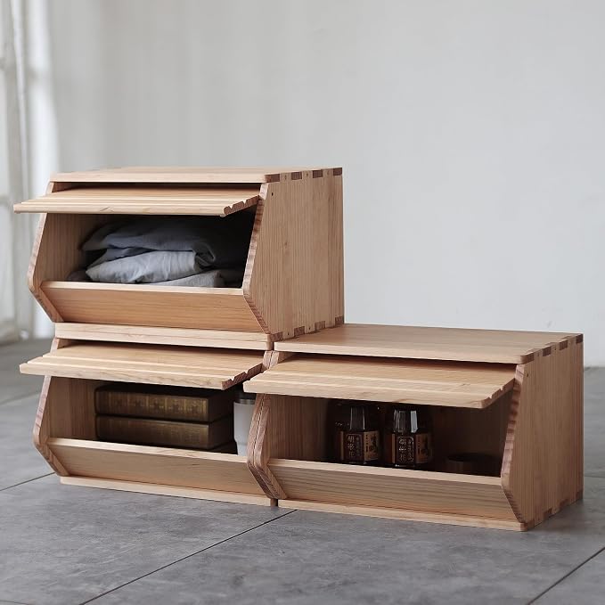 Stackable Solid Wood Storage Chests, Hall Entryway Cabinet, Modular Wooden - Image 4