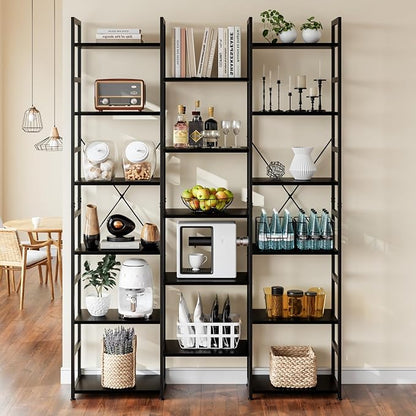 NUMENN Triple Column 6 Tier Bookshelf, Bookcase - Image 5