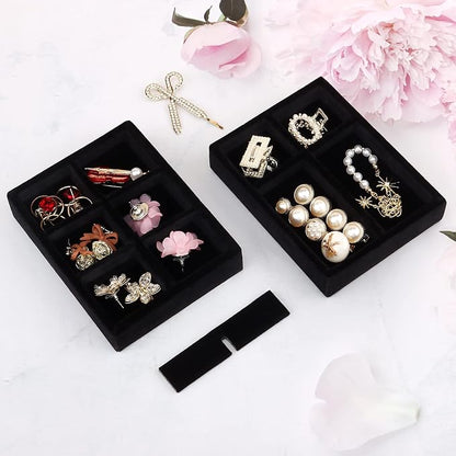 DesignSter Small Jewelry Tray-Ring Organizer 2PCS Premium Velvet Rings Earrings - Image 7