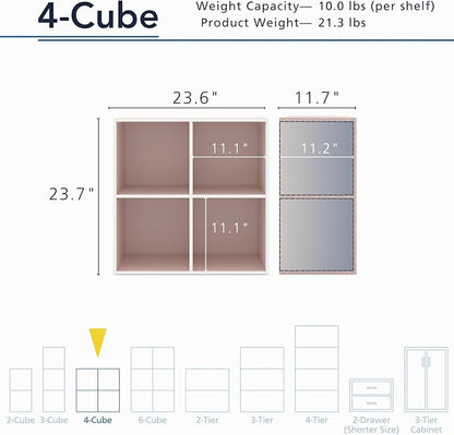 Homes: Inside + Out Apexa 4-Cube Storage Organizer Shelves, Stackable Wood - Image 3