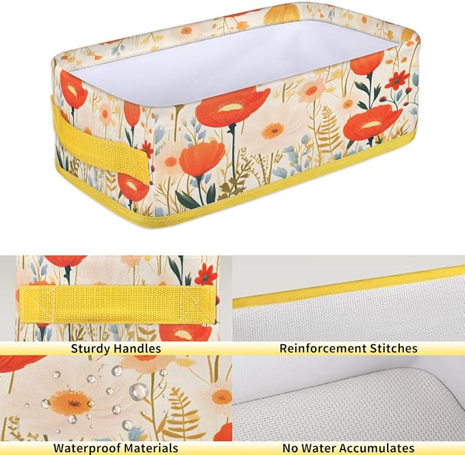 Spring Flowering Plants Bathroom Storage Basket, Foldable - Image 4