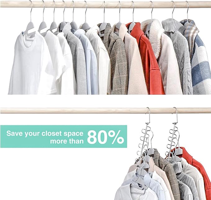 KLEVERISE 12 Pack Metal Space Saving Hangers, Stainless Steel Hangers, Magic - Image 2