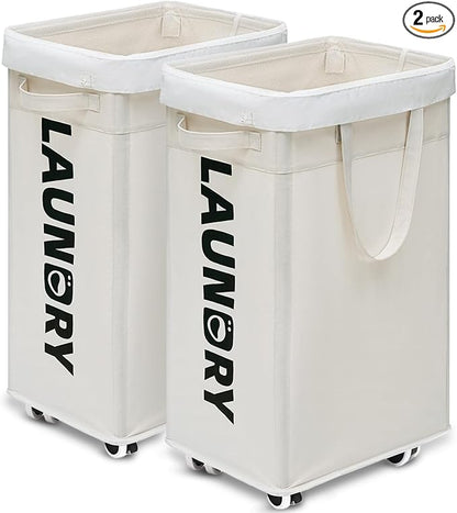 Goodpick Laundry Baskets with Wheels and Handle, Clothes Laundry Basket with by Goodpick