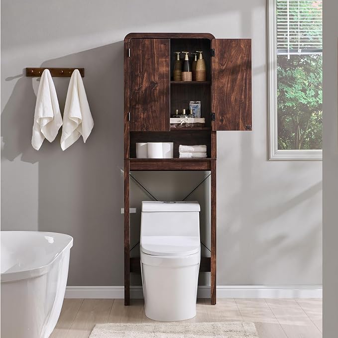 Over the Toilet Storage Cabinet, 69.69" Curved Bathroom Storage Organizer - Image 7