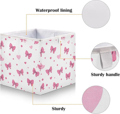 Pink Bows Hearts Pattern Closet Organizers Storage Cubes Storage Bins Shelf - Image 4