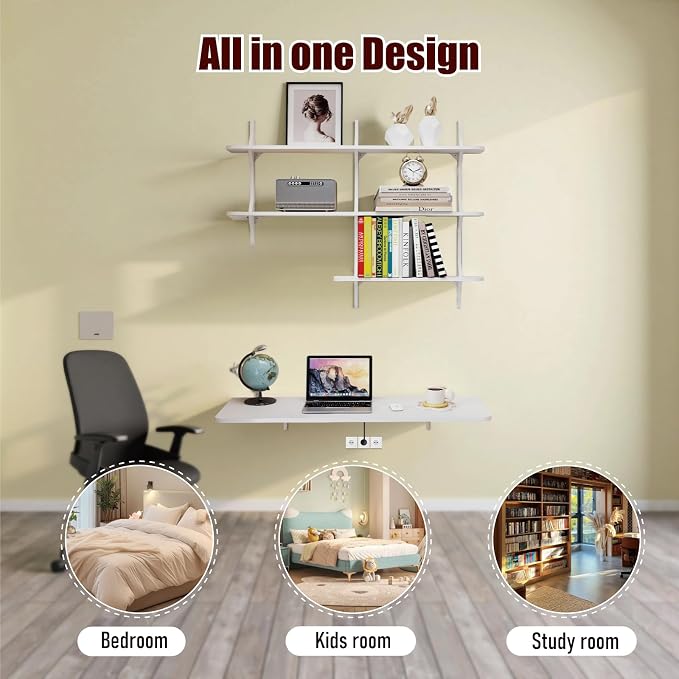 Pmnianhua Wall Mounted Folding Table, Foldable Drop Leaf Table, Wall Mount Fold - Image 5